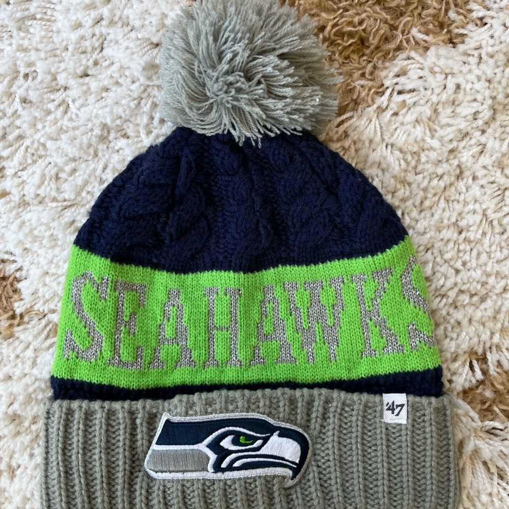 47 Seahawks Beanie - Navy, Lime, and Gray